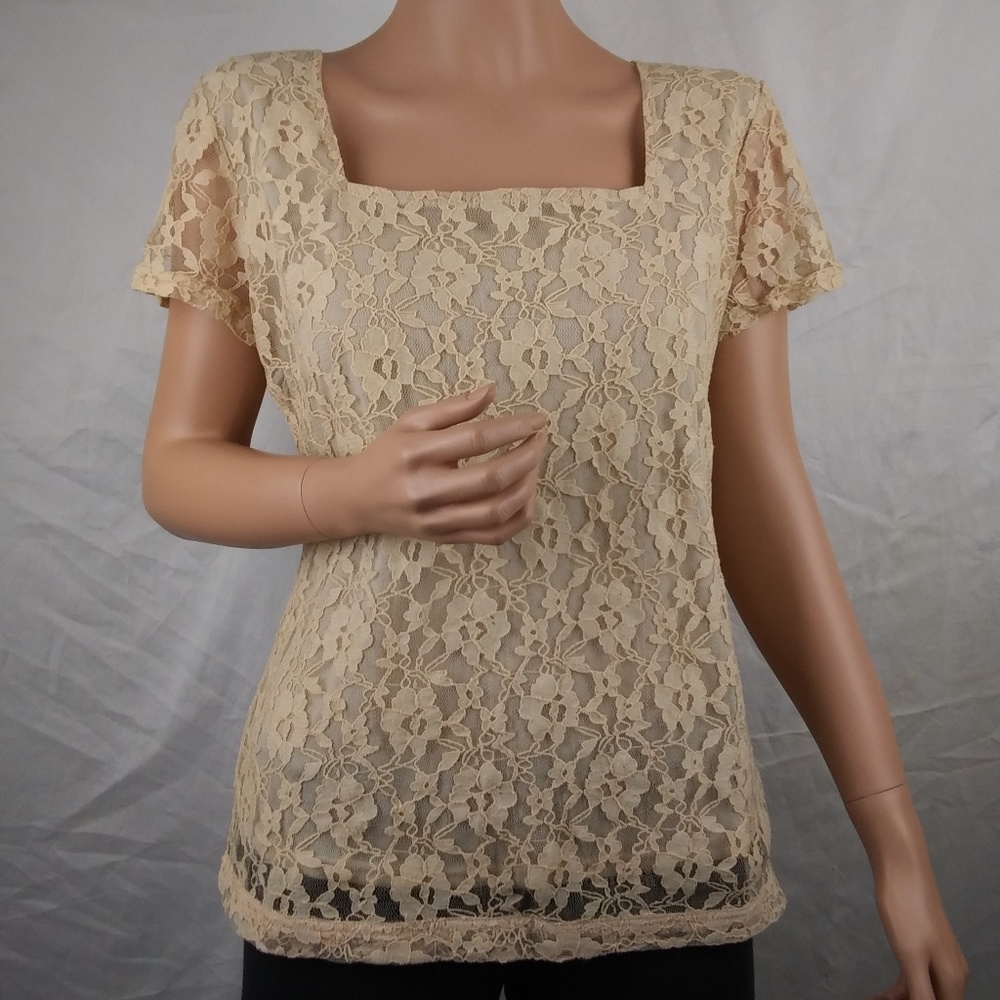 Vintage Lace Blouse in Ecru Sz M